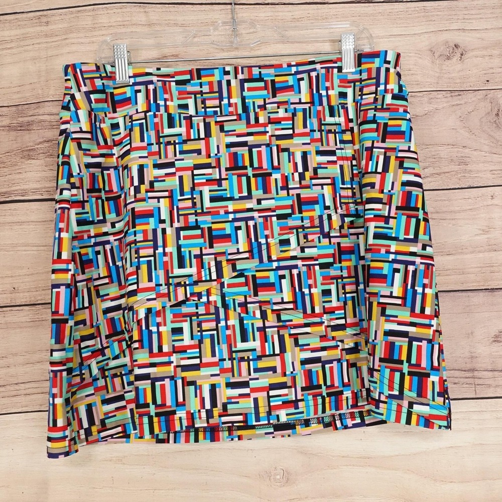Tzu Tzu Skort Skirt Womens XL Multicolor Geometric Athletic Golf Tennis Stretch